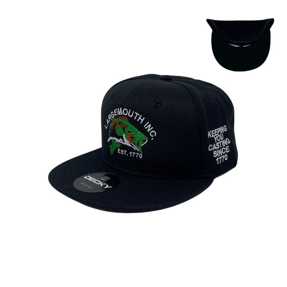 Largemouth Bass Lunker Toad Hog Snapback Hat All Black